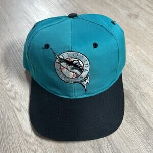 Vintage Florida Marlins Hat Snapback‎ MLB Baseball Annco Green Black Cap